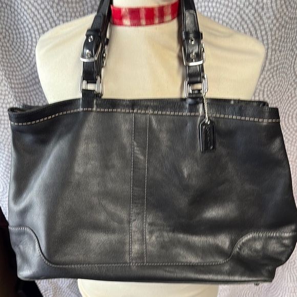 Black Leather Tote Bag Coach - Picture 1 of 9